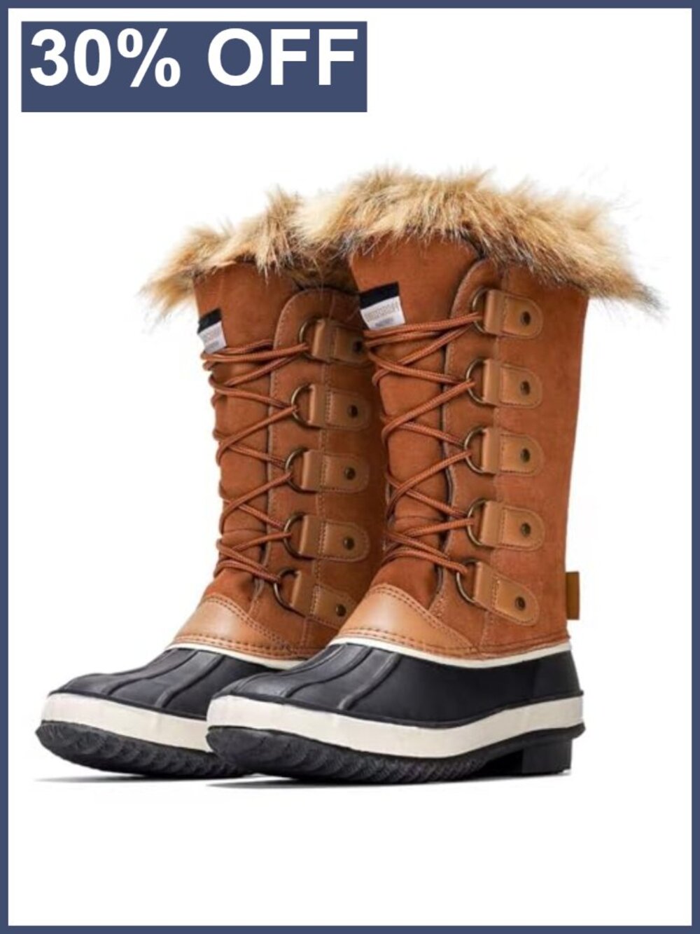 Genuine Leather Waterproof Snow Boots Faux Fur Lined Womens Winter Boots